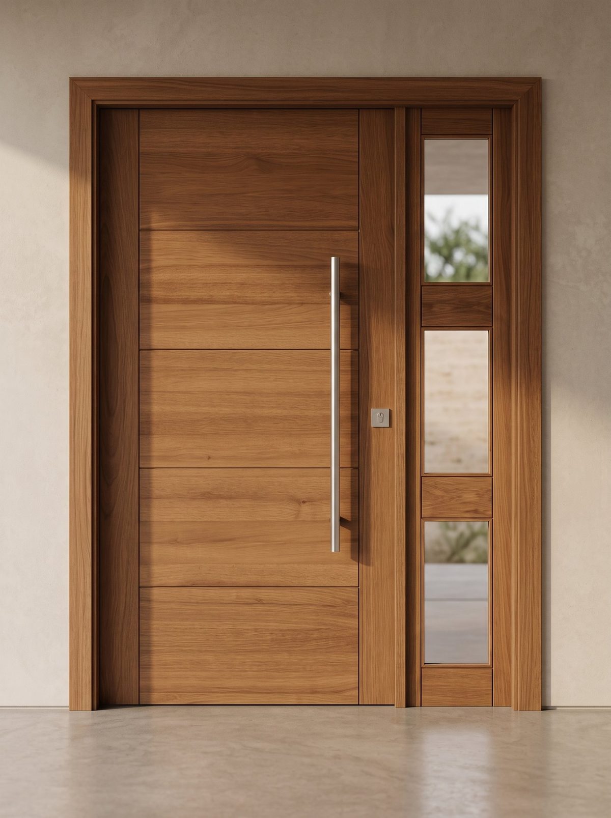 Puerta principal con panel lateral