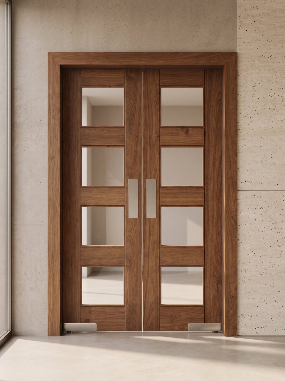 Puerta doble con cristales